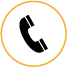 Ikona czarnej słuchawki w pomarańczowym okręgu.