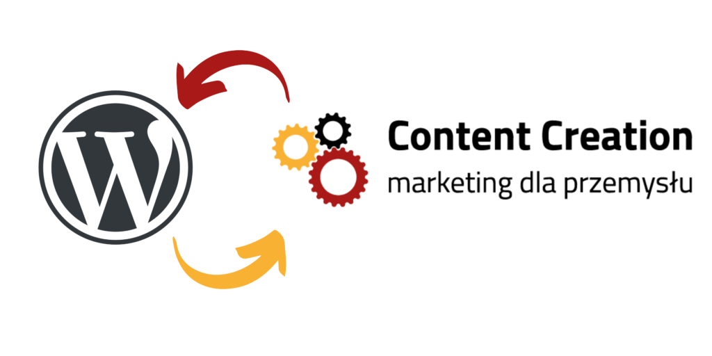 Baner, który przedstawia logo Content Creation -marketing dla przemysłu i Wordpressa.
